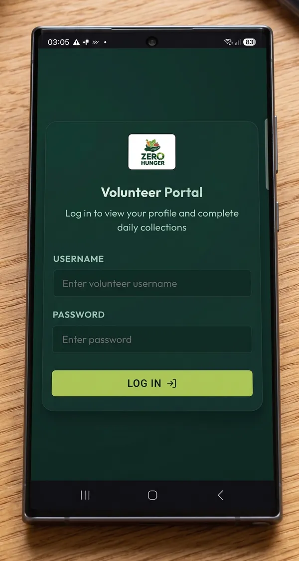 Volunteer App Active Interface View